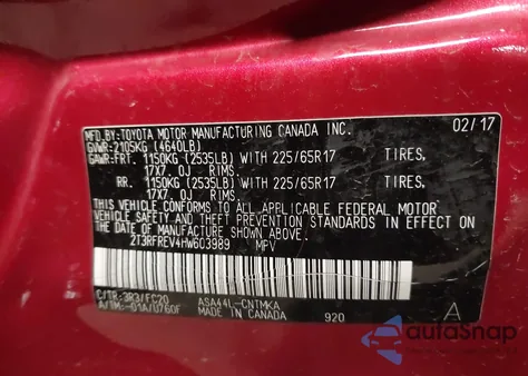 2017 Toyota Rav4 Xle z USA, uszkodzony, nr VIN 2T3RFREV4HW603989